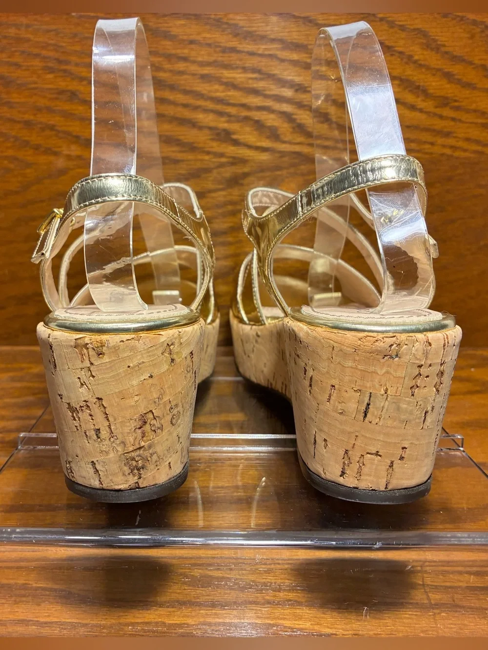 Gastone Lucioli ITALY MADE Metallic Gold Cork Platform Wedge Sandals EU40 US 9.5